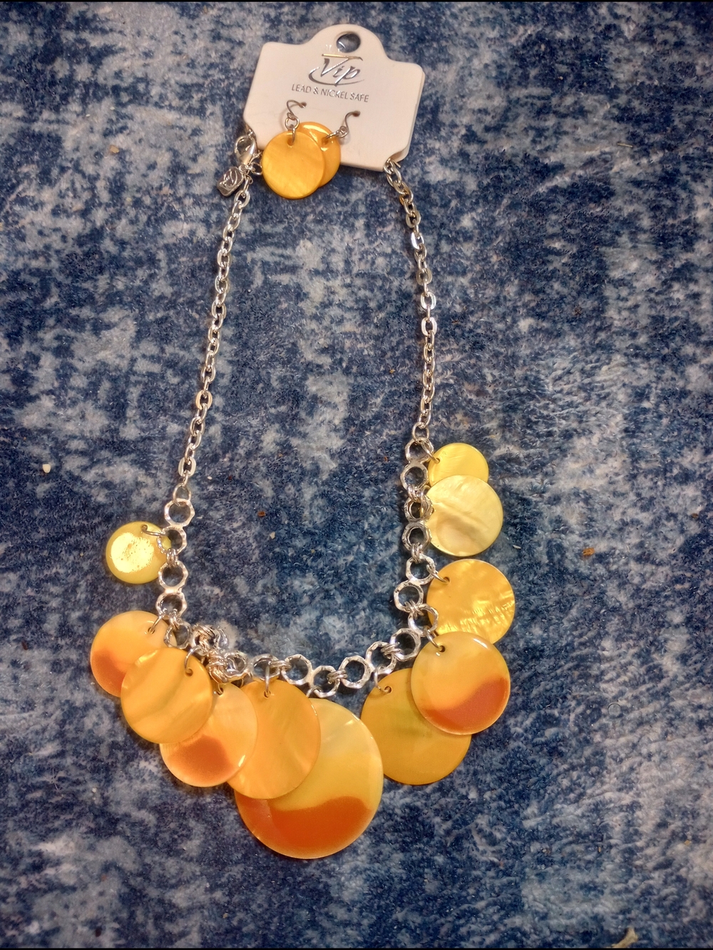VIP Yellow Disc Cascade Necklace with Silver Chain